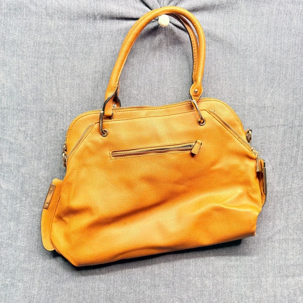 Big Buddha Satchel Womens Large Mustard Yellow Vegan Leather Slouchy Tassel Bag